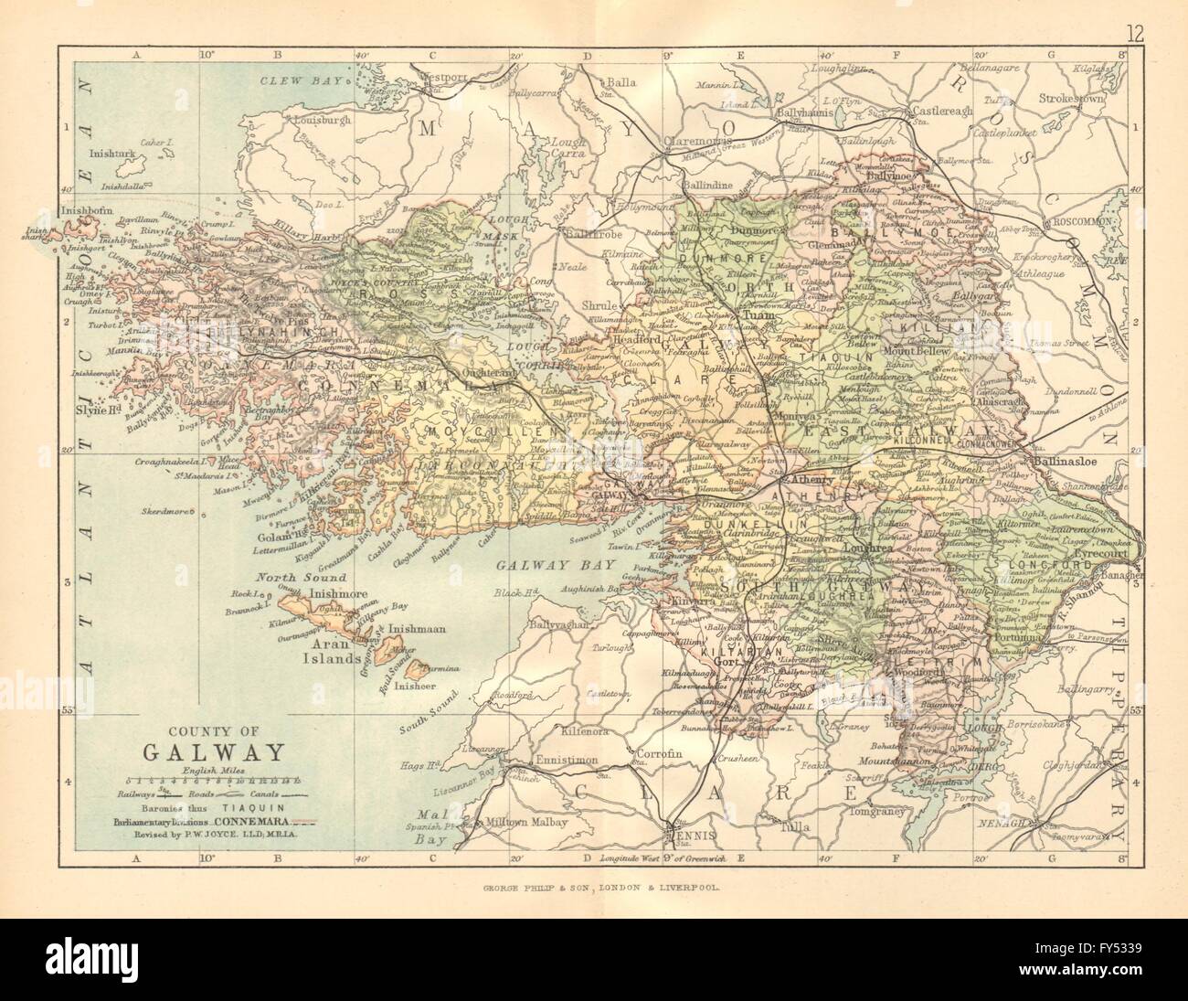 BARTHOLOMEW c1902 COUNTY LEITRIM Ireland Antique county map Connaught 