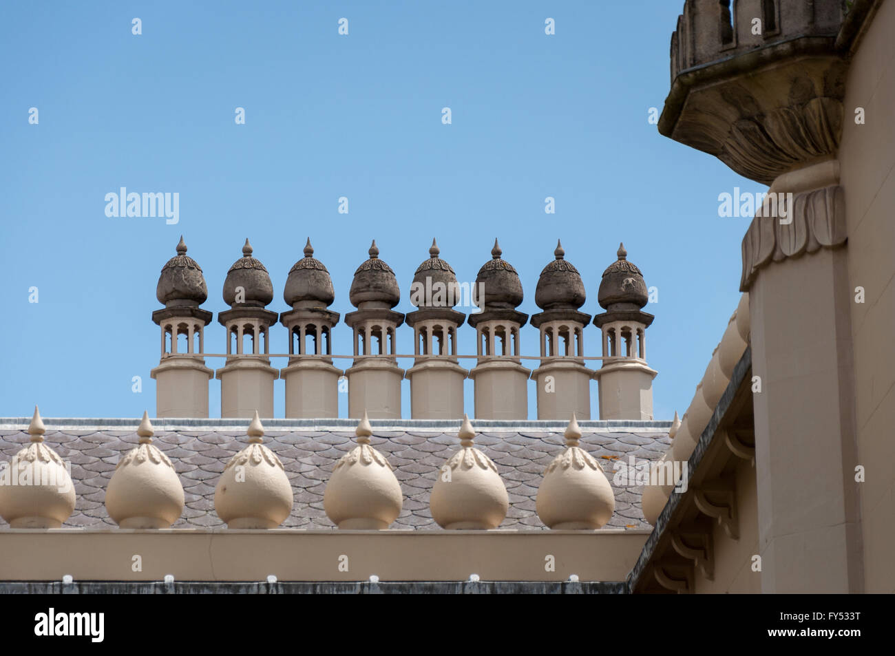 Minarets architectural details of the Royal Pavilion in Brighton, East Essex, UK Stock Photo