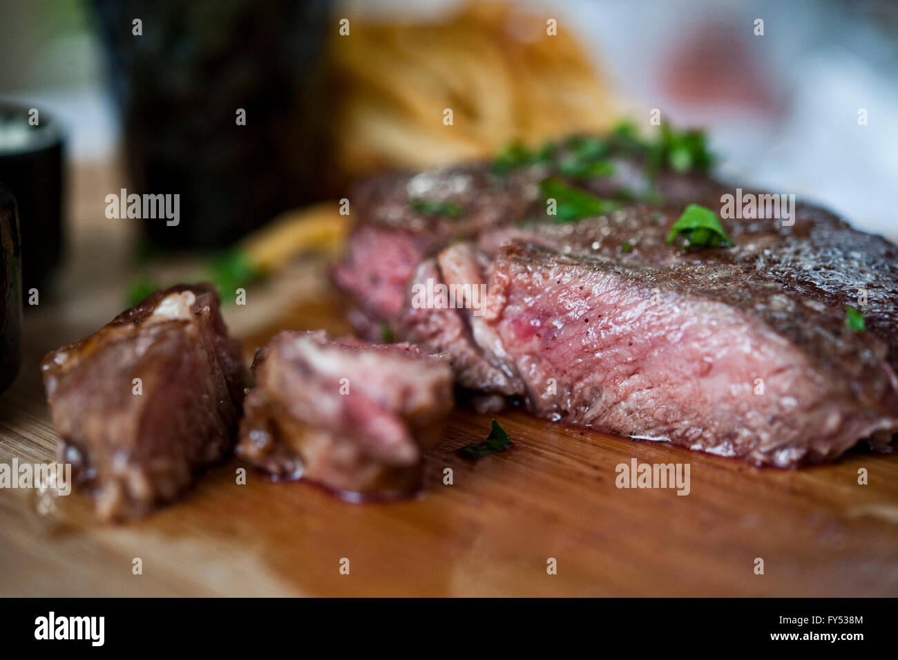 Grass-Fed Ribeye Steak close-up Stock Photo