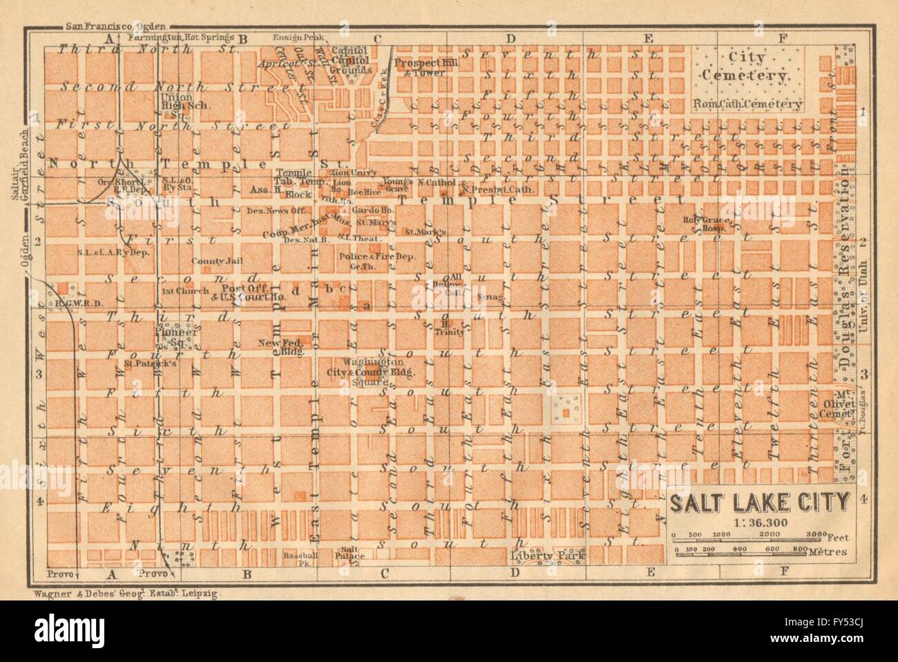 Map of downtown Salt Lake City, with pictorial illustrations