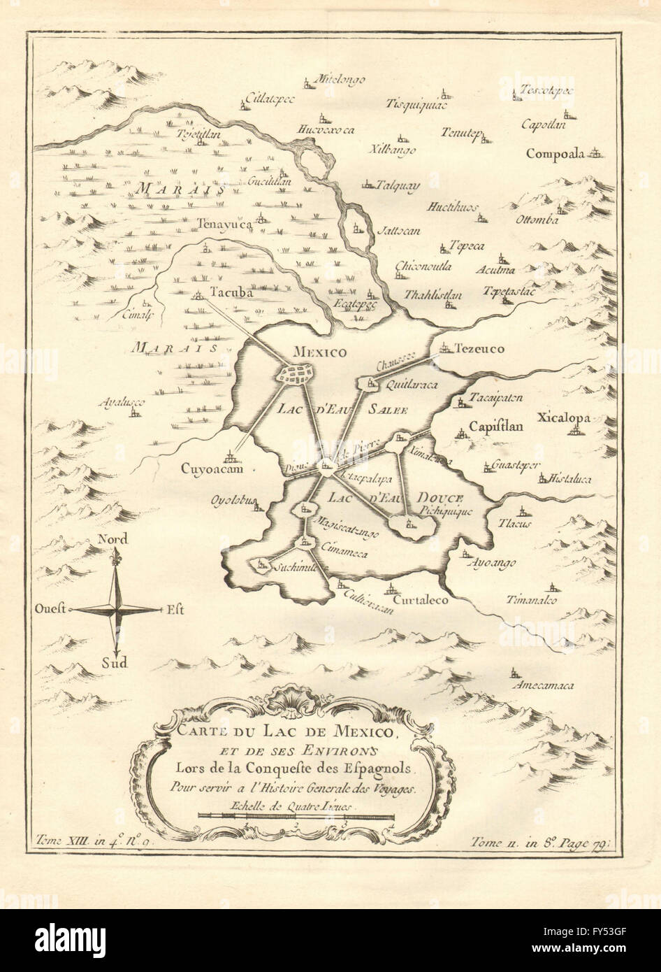 'Lac de Mexique et de ses Environs'. Mexico City & Lake Texcoco. BELLIN 1758 map Stock Photo