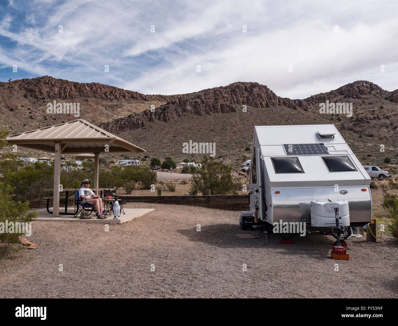 Campsite, Rockhound State Park, Deming, New Mexico. Stock Photo