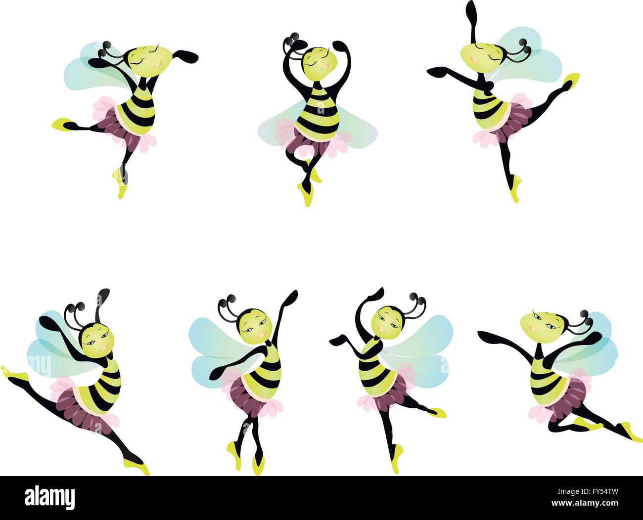 Dancing ballerina bees Stock Vector
