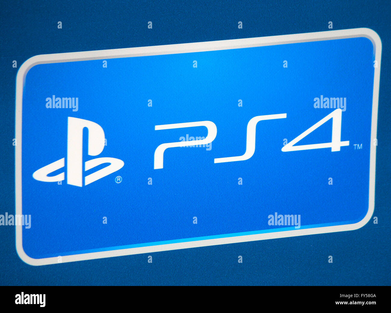 das Logo der Marke 'Sony Play Station PS4', Berlin. Stock Photo