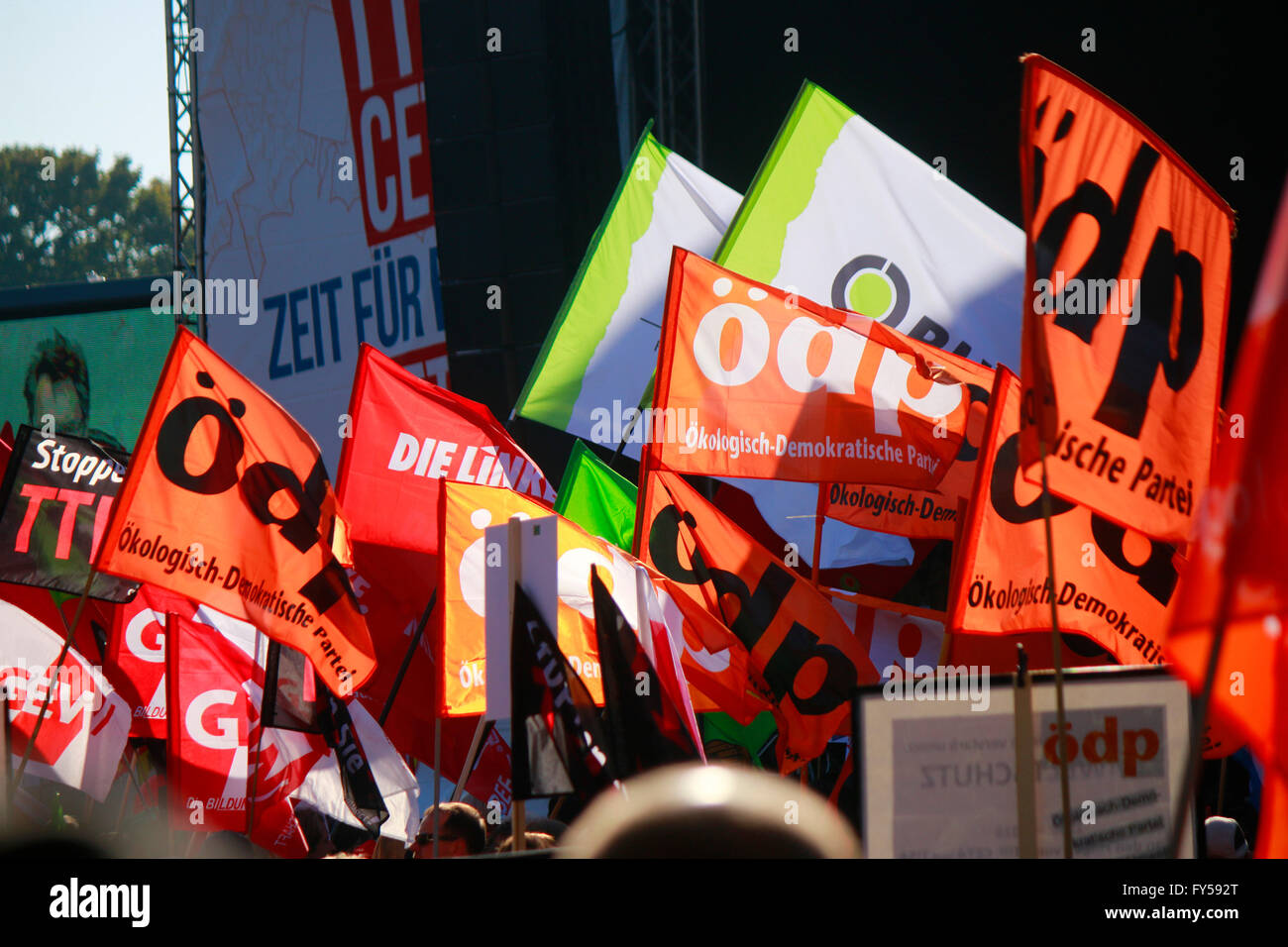 Impressionen Demonstrationen gegen TTIP, 10. Oktober 2015, Berlin. Stock Photo