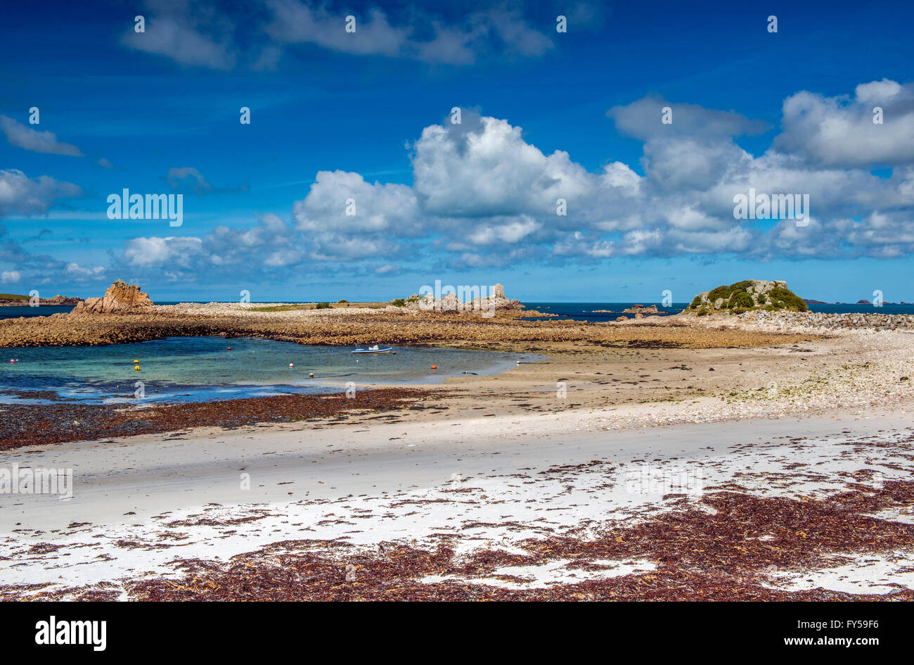Periglis Beach on St Agnes Isles of Scilly Cornwall on a blue sky, sunny day Stock Photo