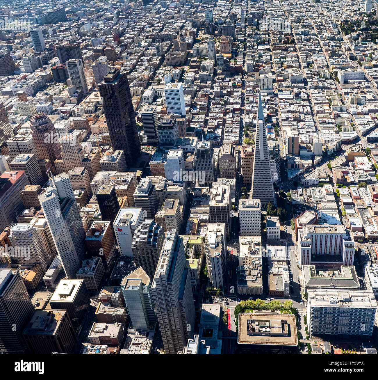 Aerial view, Transamerica Pyramid, View of the South of Market district