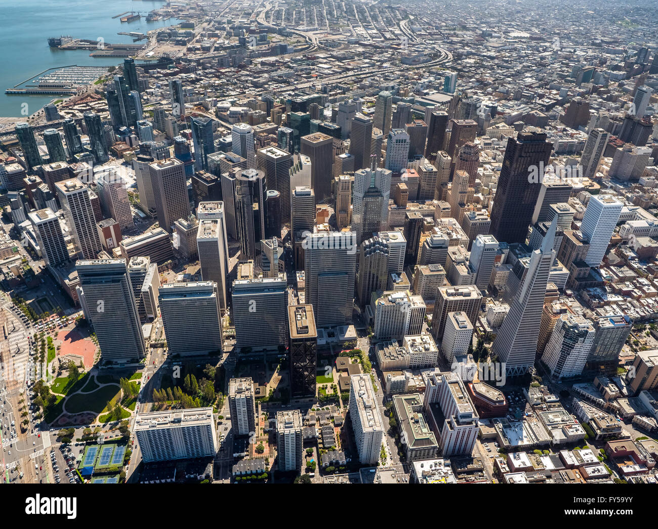 Aerial view, Transamerica Pyramid, View of the South of Market district