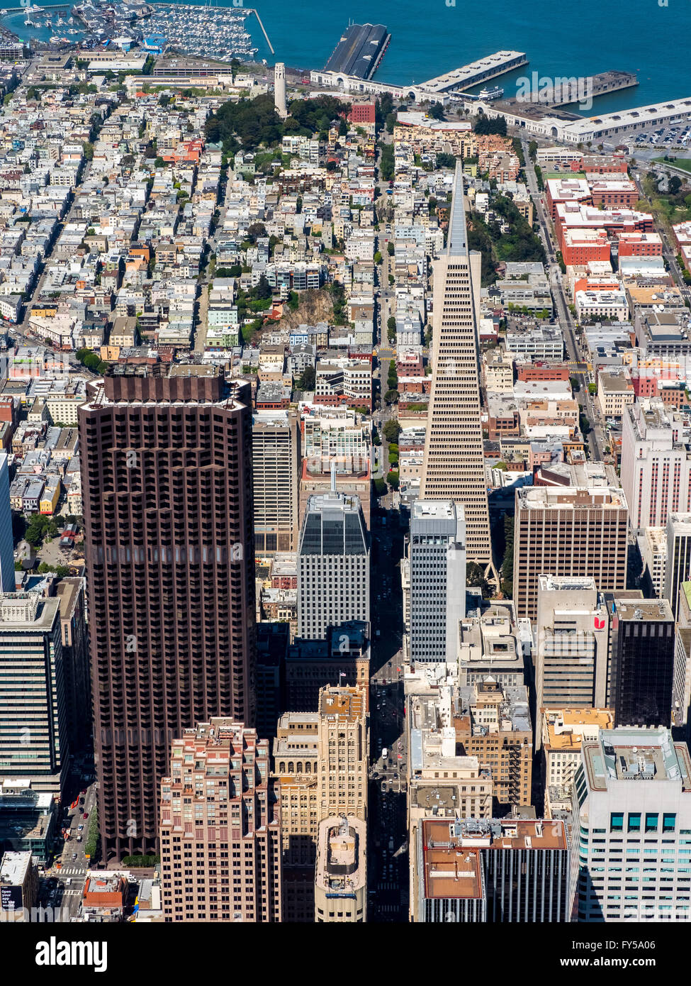 Aerial view, Transamerica Pyramid, view of South of Market district