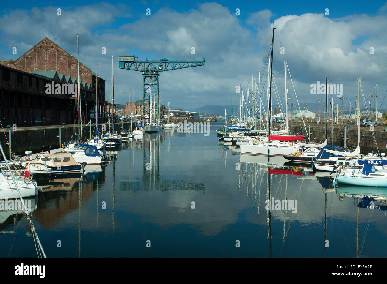 The Titan Crane and the James Watt Dock, Greenock, Inverclyde Stock Photo