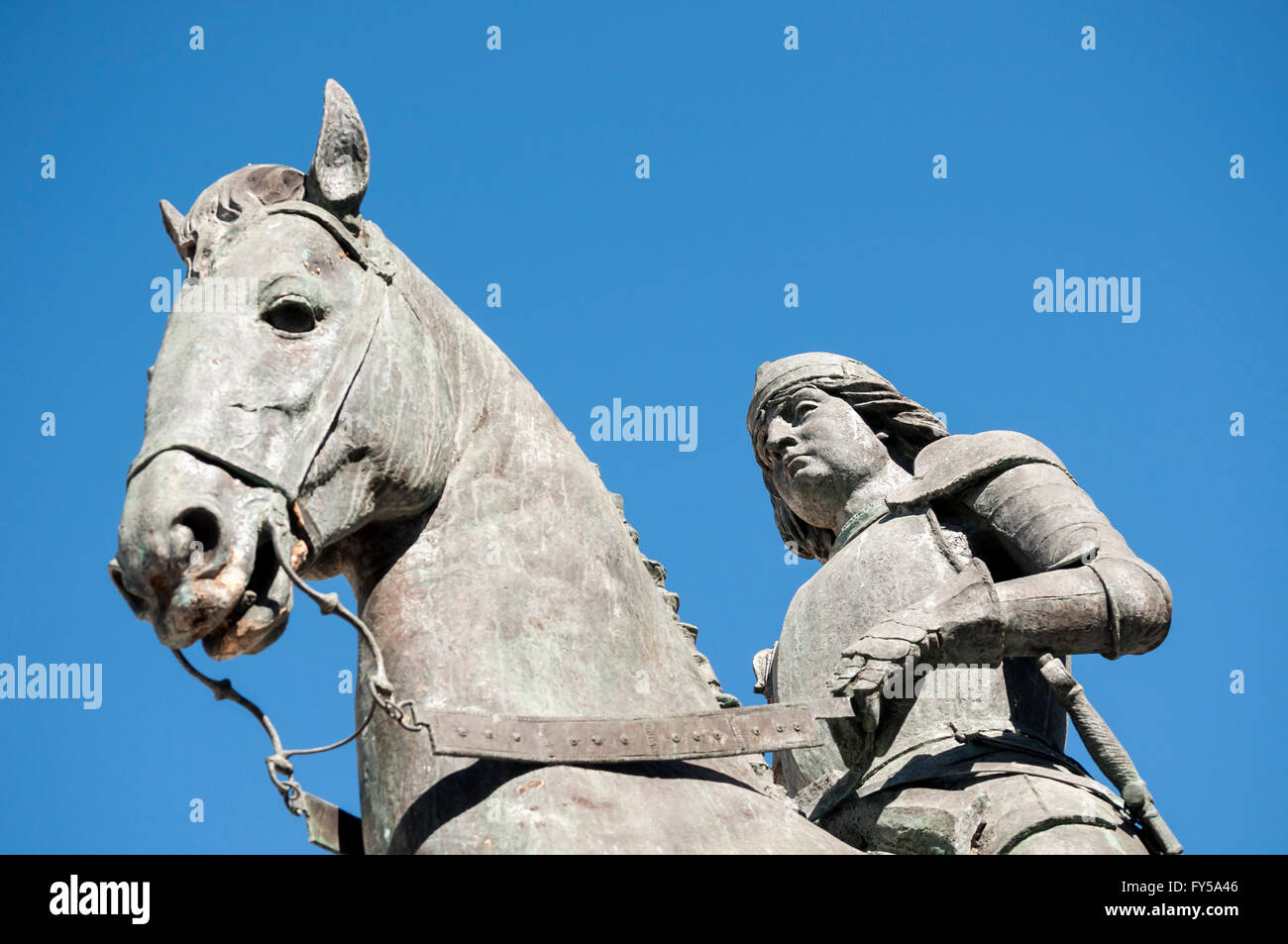 Equestrian statue of Fernando I, Ferdinand I, King of Aragon, Antequera, Andalusia, Spain Stock Photo