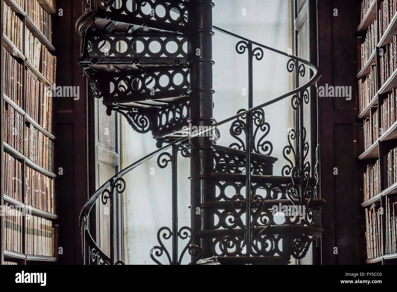 The Trinity Library of Trinity College in Dublin is one of the oldest and most beautiful libraries in the world. In addition to valuable artifacts, in the library are around 200,000 historic books. Photo: 2015, June 25. Stock Photo