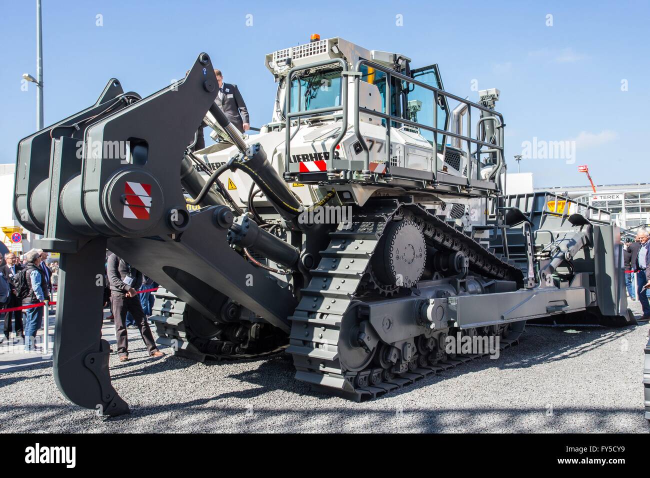 bauma 2016 exhibition: Liebherr's largest dozer, the PR 776 with Delta tracks, Munich, Apr. 11, 2016.