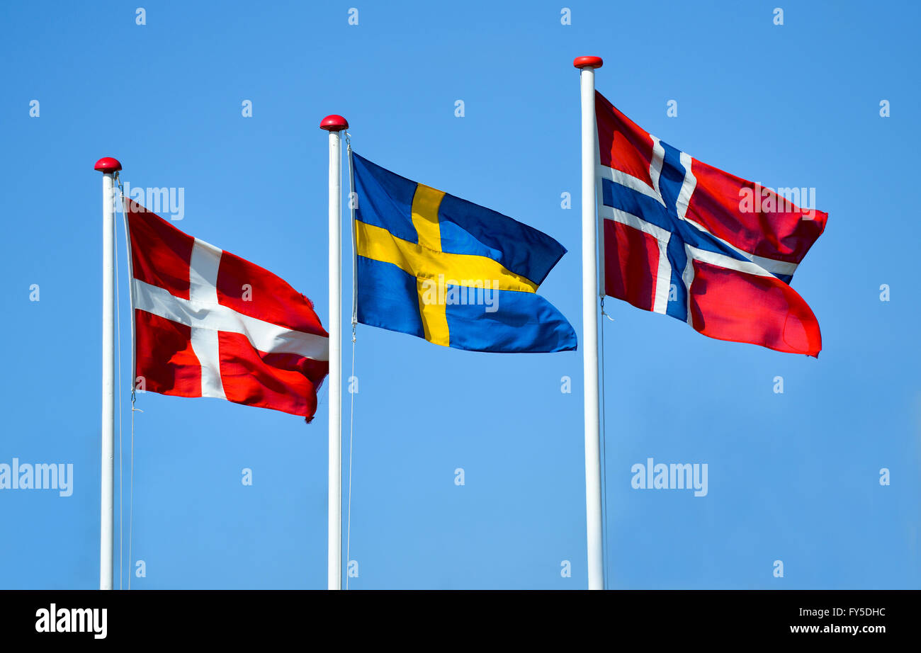 Scandinavian flags Stock Photo