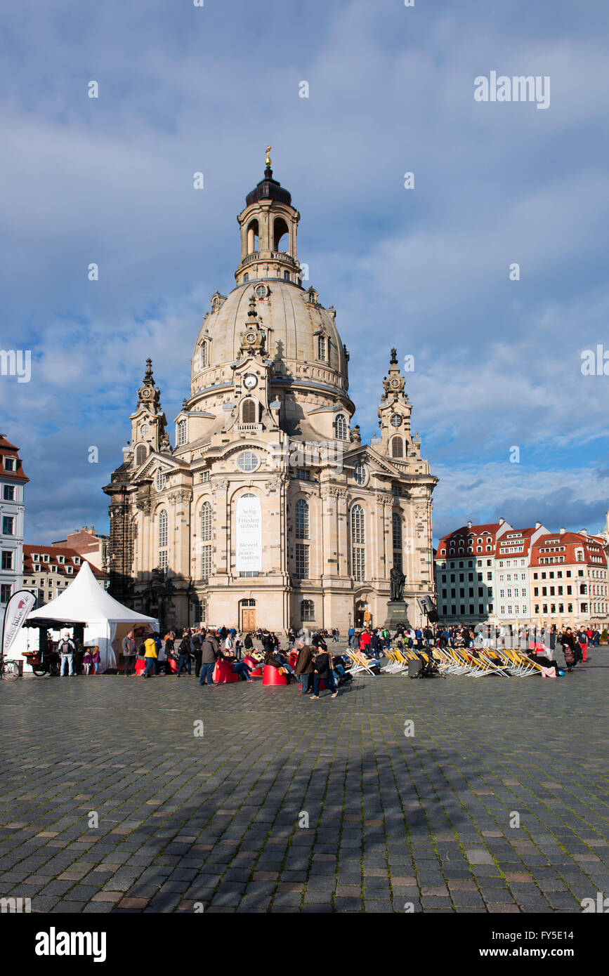 Newly reconstructed Frauenkirche (Church of Our Lady) Dresden, Saxony, Germany Stock Photo
