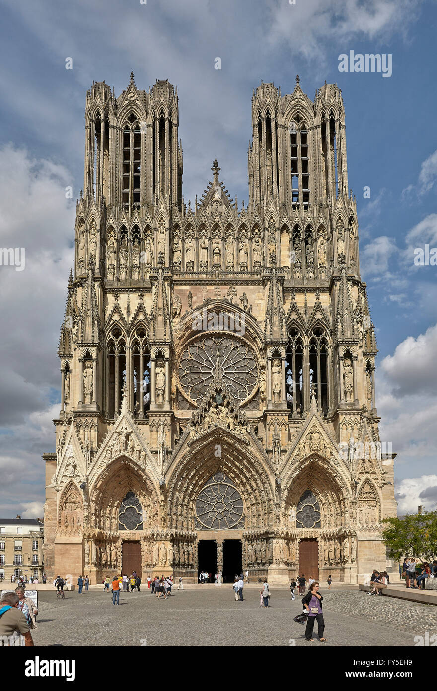 West front of the Cathedral of Our Lady. Reims. Champagne. France. Stock Photo