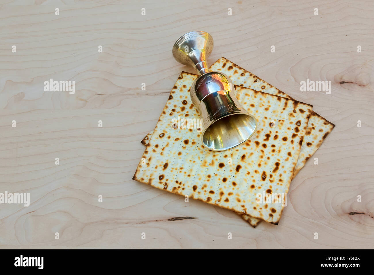 Pesach matzo  with wine and matzoh jewish passover bread Stock Photo