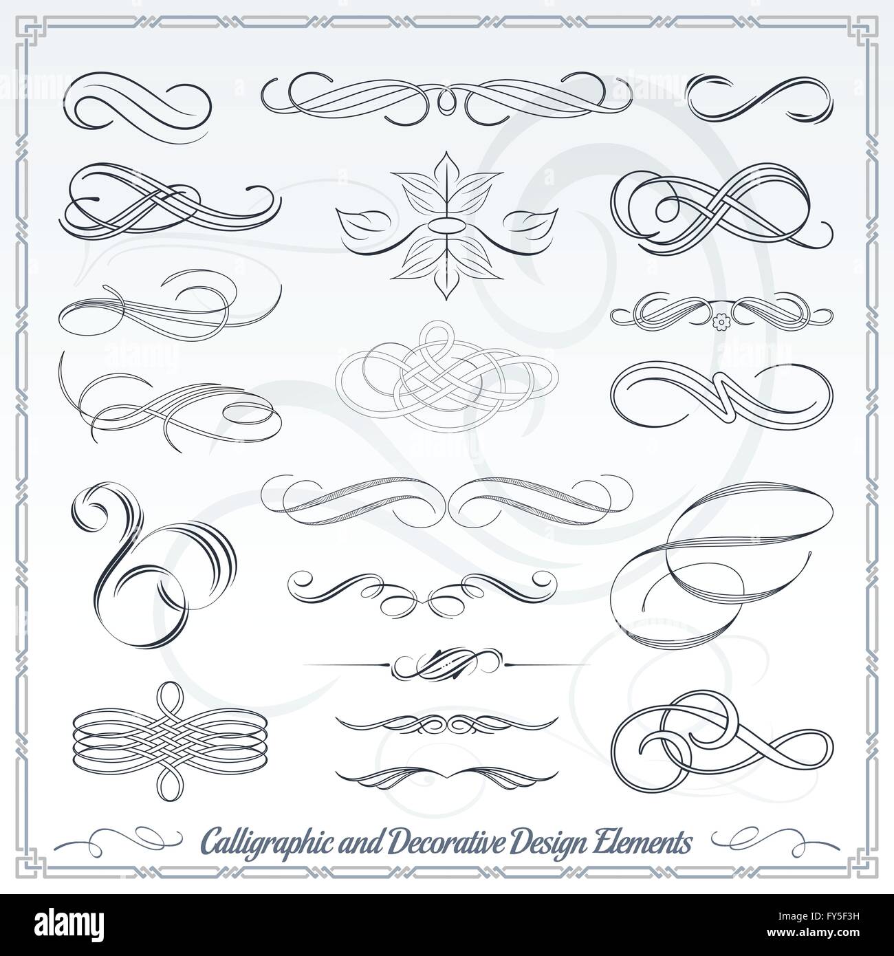 Collection of Calligraphic Decorative Design Elements Stock Vector ...