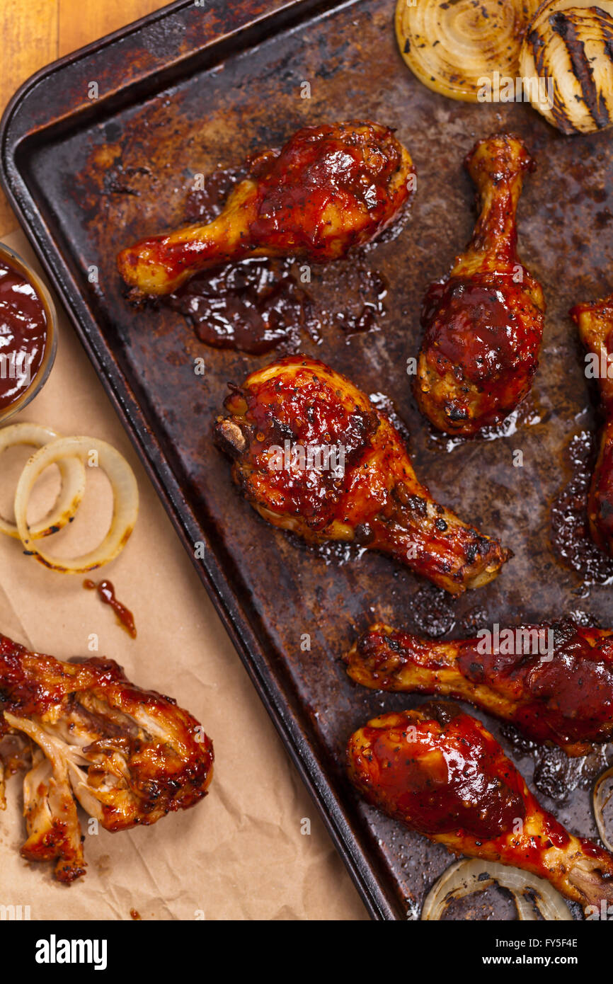 Oven BBQ Chicken Drumsticks Stock Photo Alamy