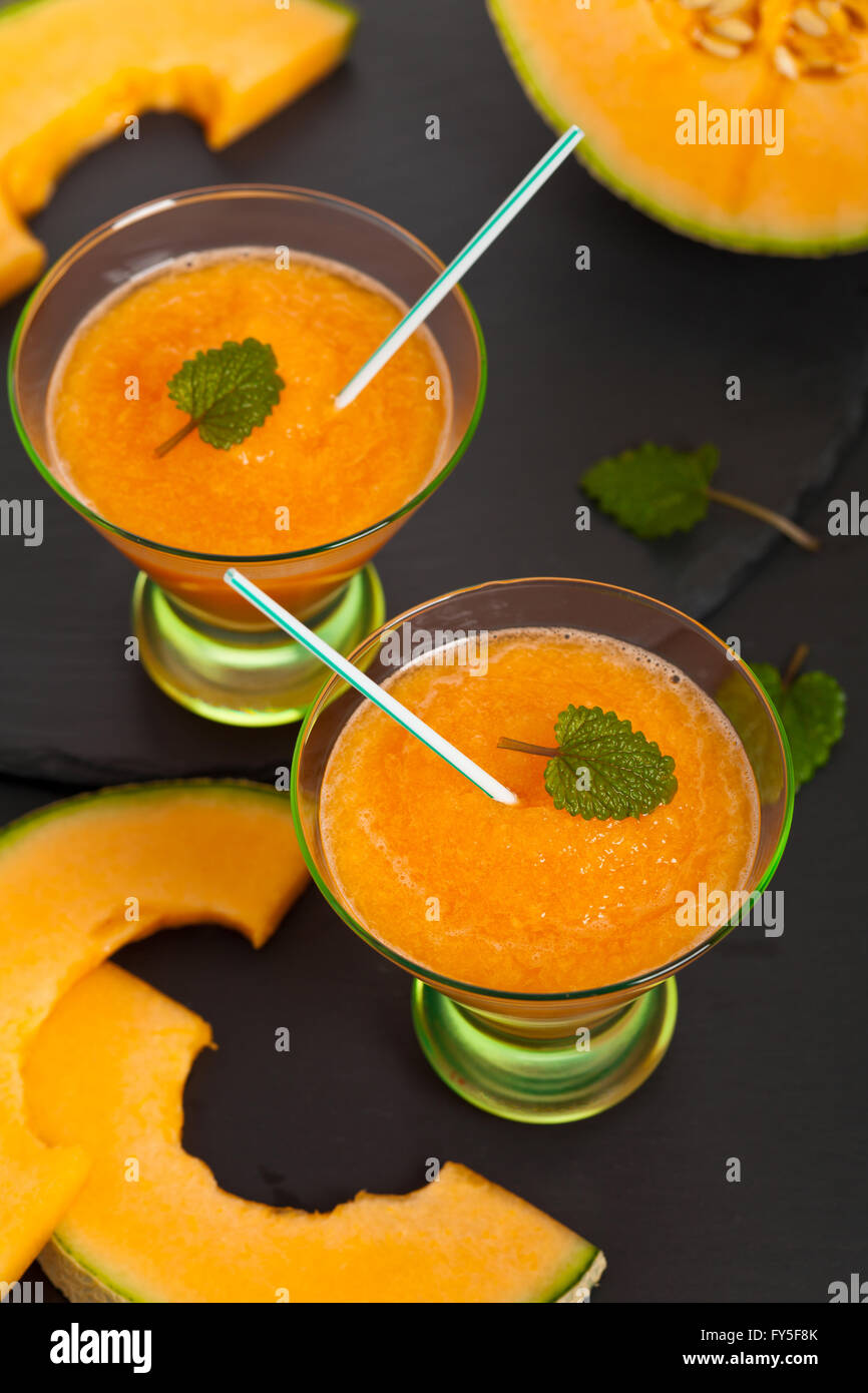 Cantaloupe Melon Smoothie Stock Photo Alamy
