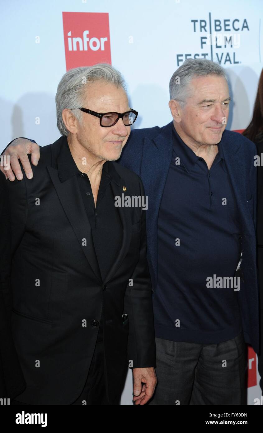 New York, NY, USA. 21st Apr, 2016. Harvey Keitel, Robert De Niro at