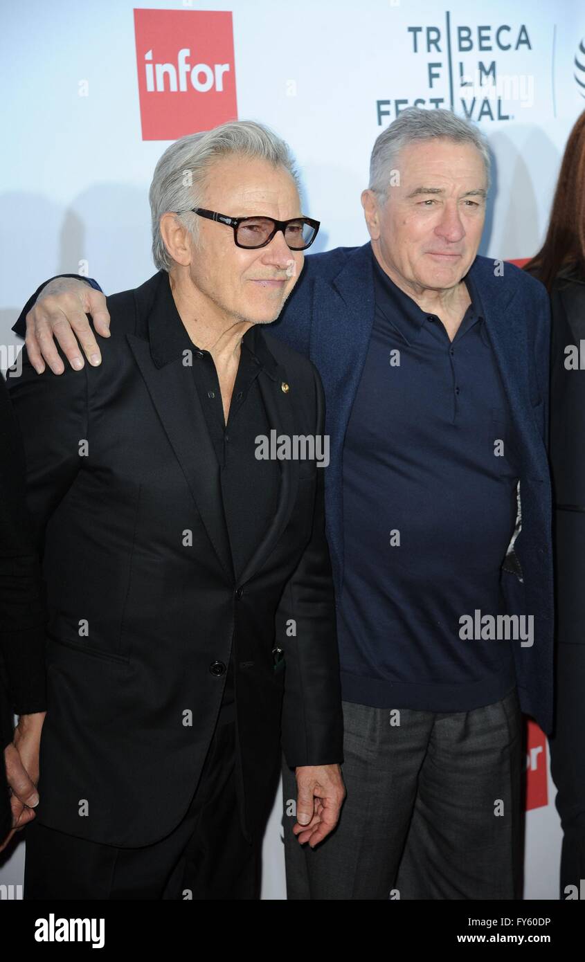New York, NY, USA. 21st Apr, 2016. Harvey Keitel, Robert De Niro at
