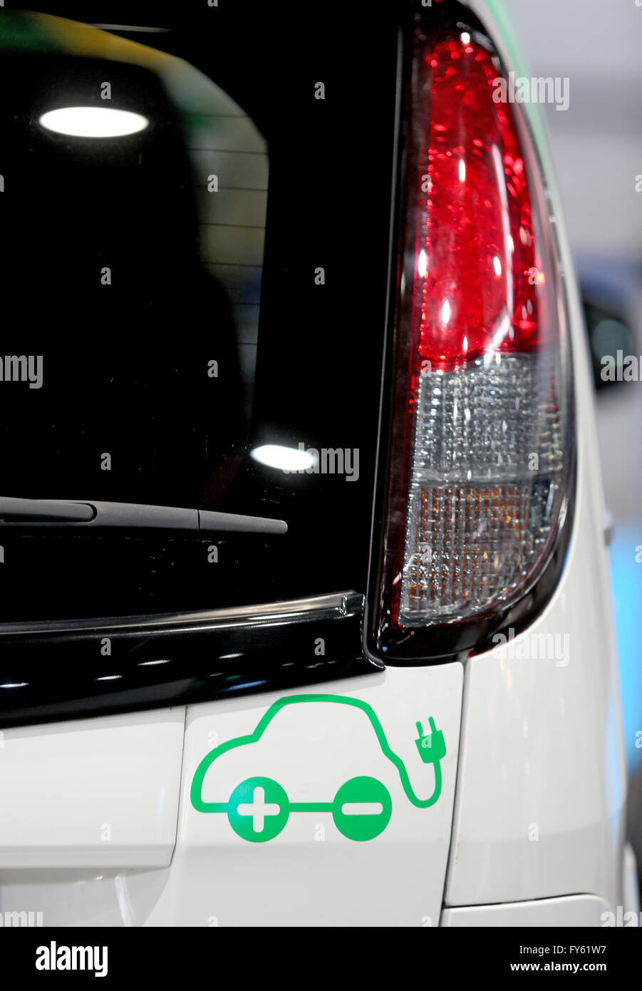 Leipzig, Germany. 14th Apr, 2016. A Peugeot iOn can be seen during a conference on electro mobility in Leipzig, Germany, 14 April 2016. Photo: Jan Woitas/dpa/Alamy Live News Stock Photo