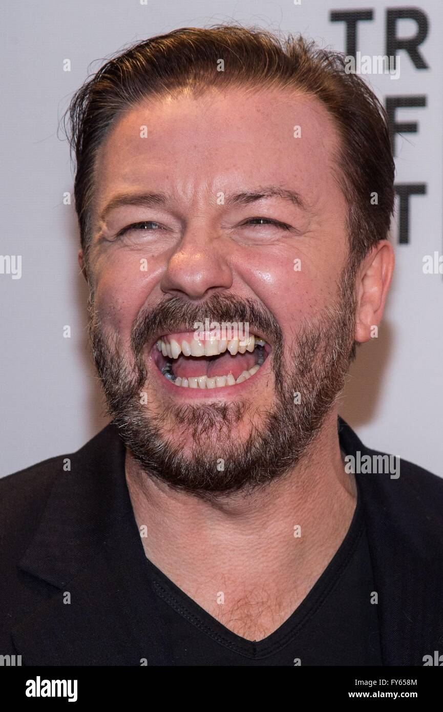New York, NY, USA. 22nd Apr, 2016. Ricky Gervais at arrivals for