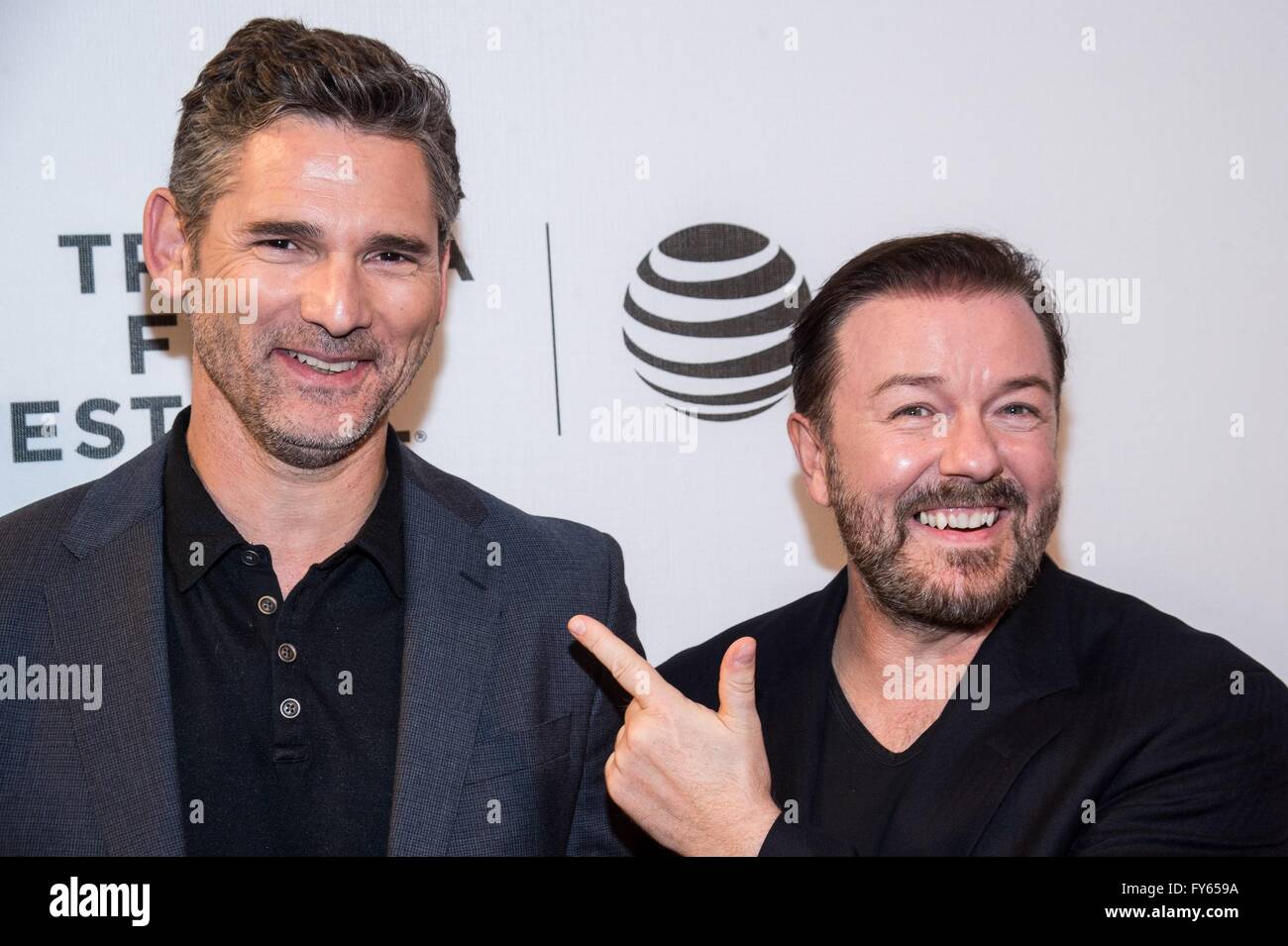 New York, NY, USA. 22nd Apr, 2016. Eric Bana, Ricky Gervais at arrivals