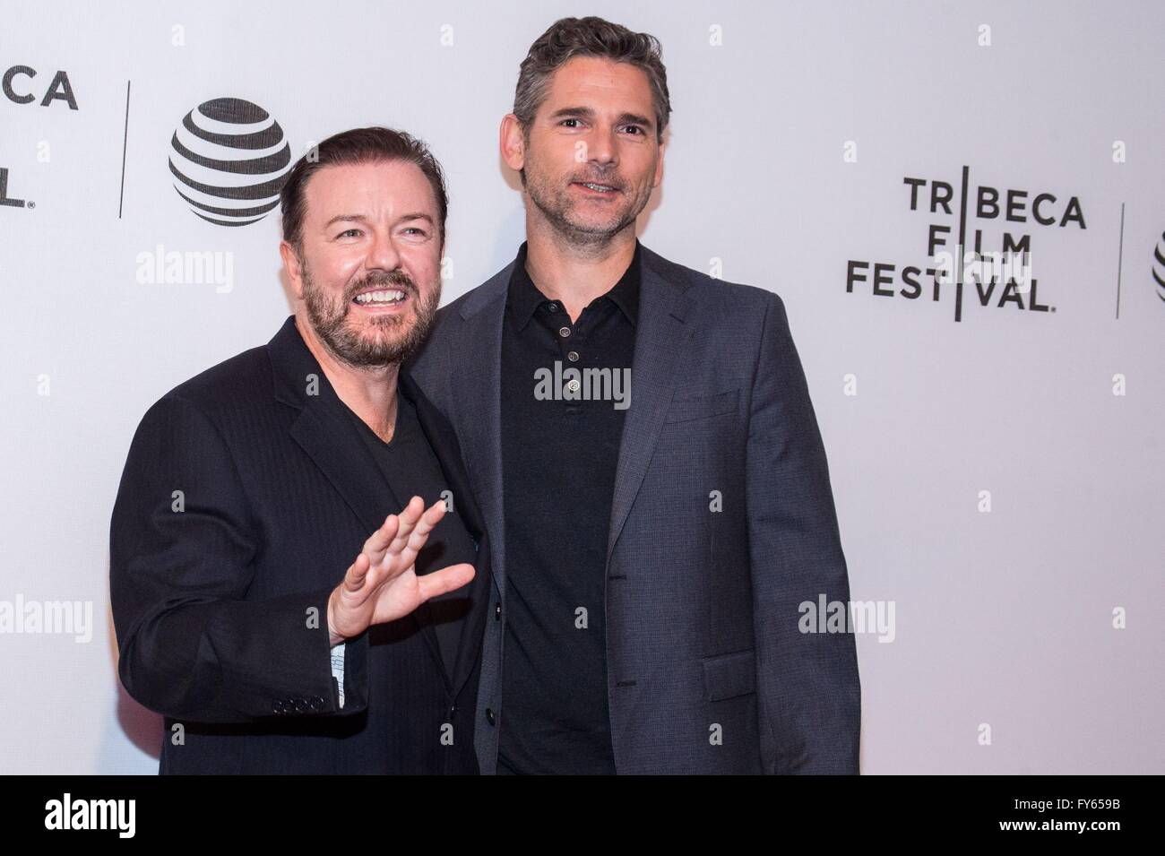 New York, NY, USA. 22nd Apr, 2016. Eric Bana, Ricky Gervais at arrivals