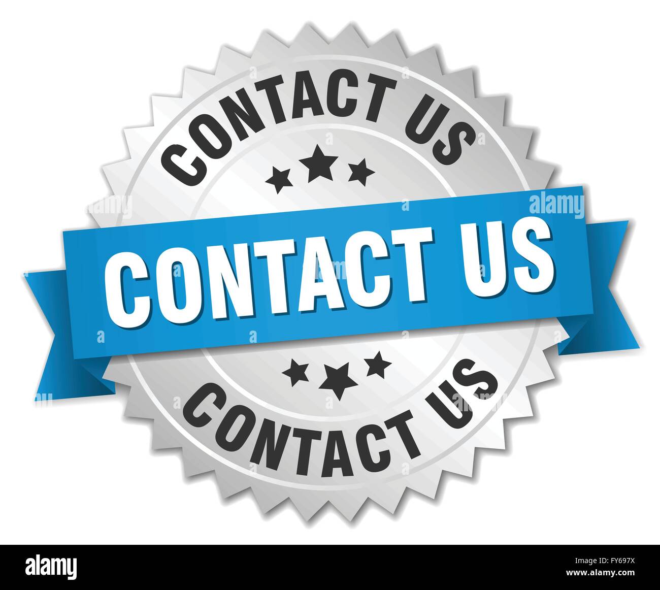 contact us 3d silver badge with blue ribbon Stock Vector Image & Art ...