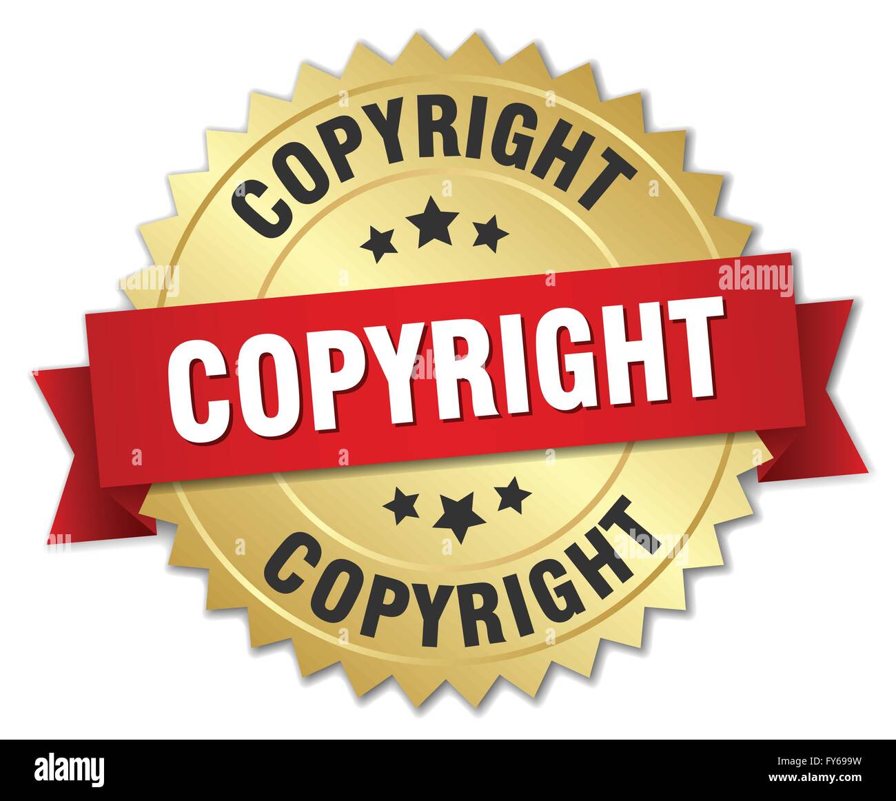 copyright 3d gold badge with red ribbon Stock Vector Image & Art - Alamy