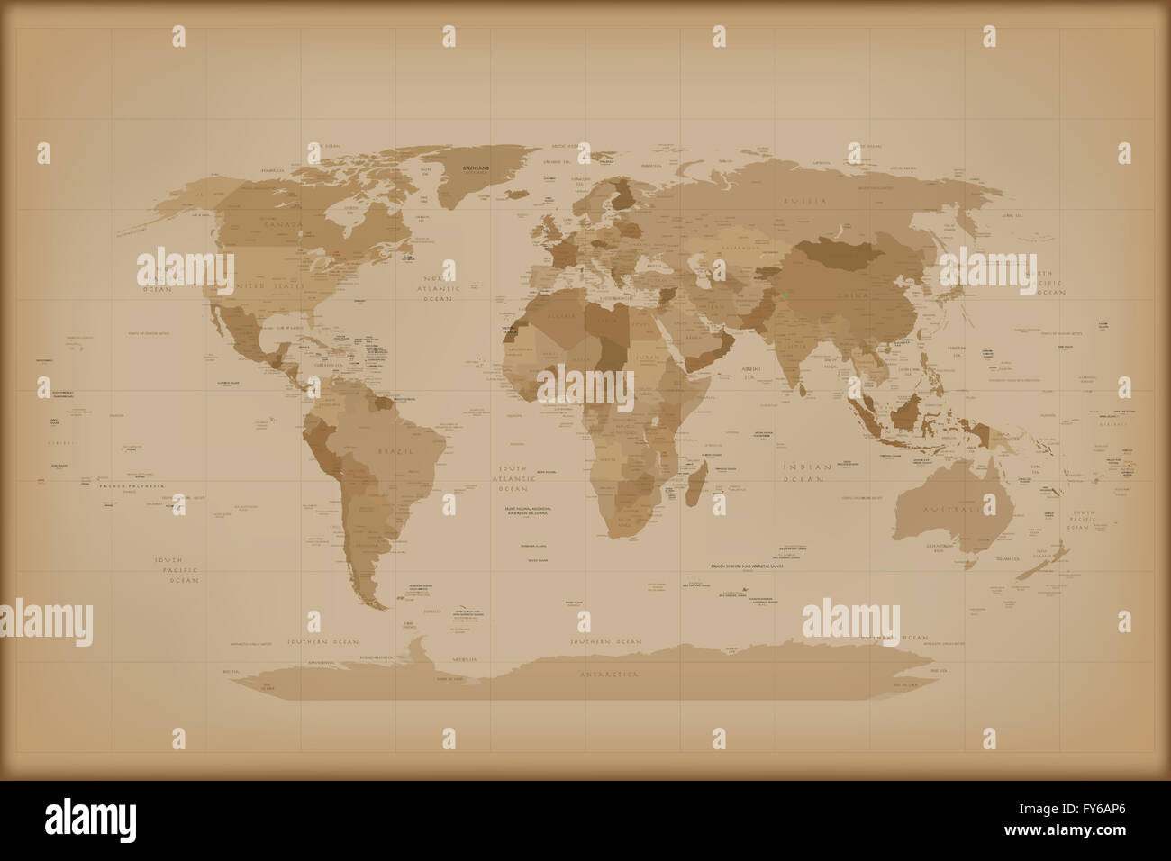 Vintage World Map Stock Photo - Alamy