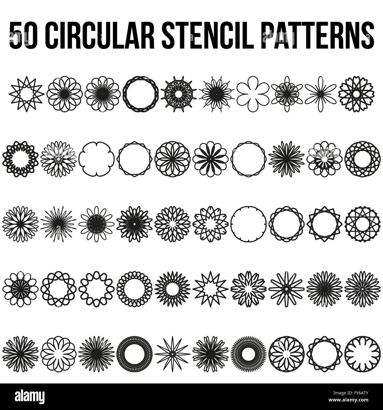 Geometric circular ornament set. Stock Photo