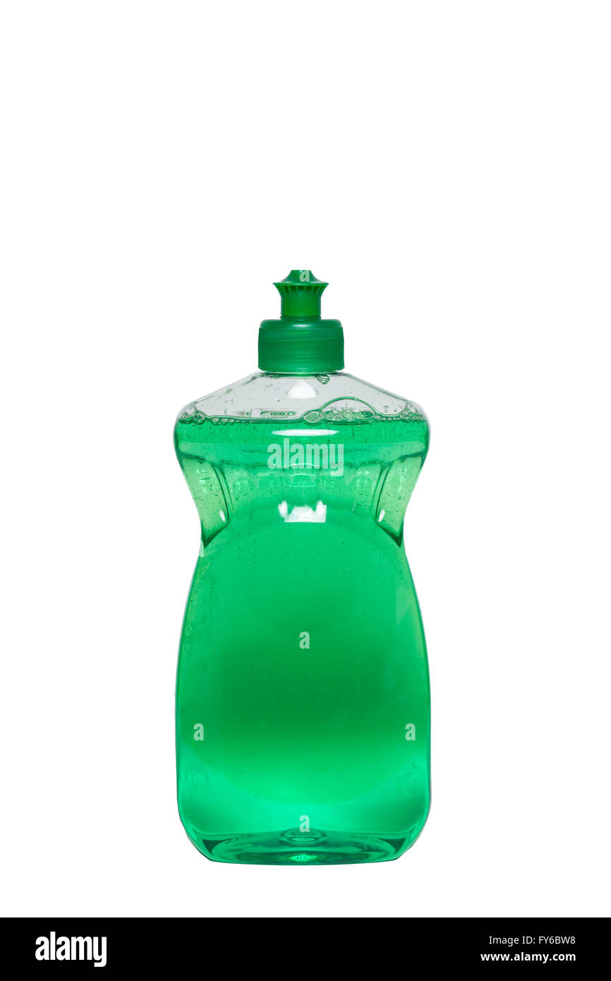Green washing-up liquid isolated Stock Photo