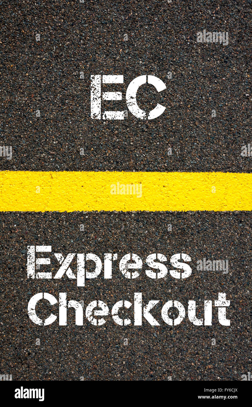 Concept image of Business Acronym EC Express Checkout written over road  marking yellow paint line Stock Photo - Alamy