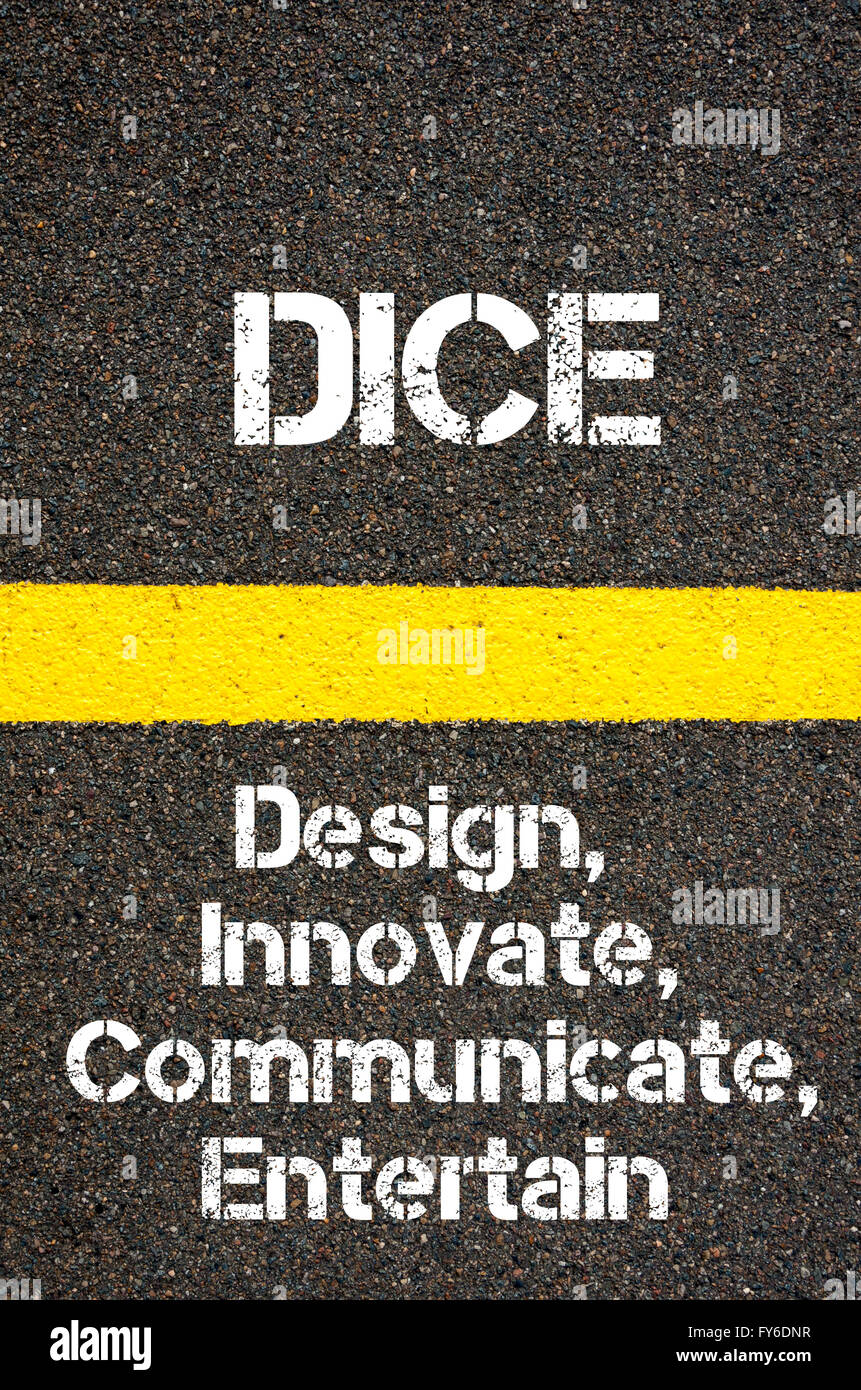 Concept image of Business Acronym DICE Design, Innovate, Communicate