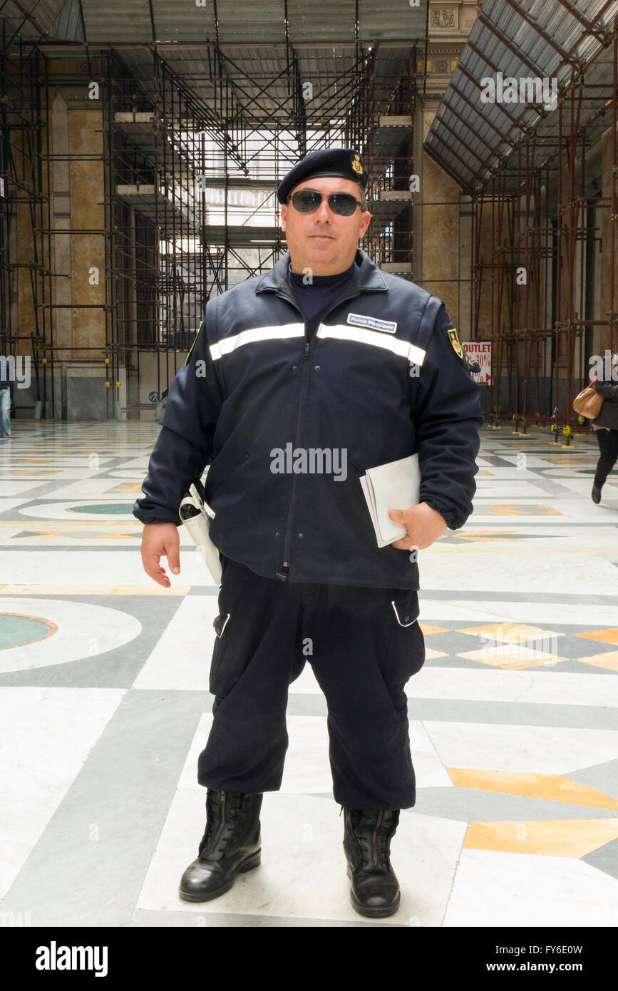 Municipal Police policeman / Polizia Municipale officer in the Galleria  Umberto I, Naples, Italy Stock Photo - Alamy
