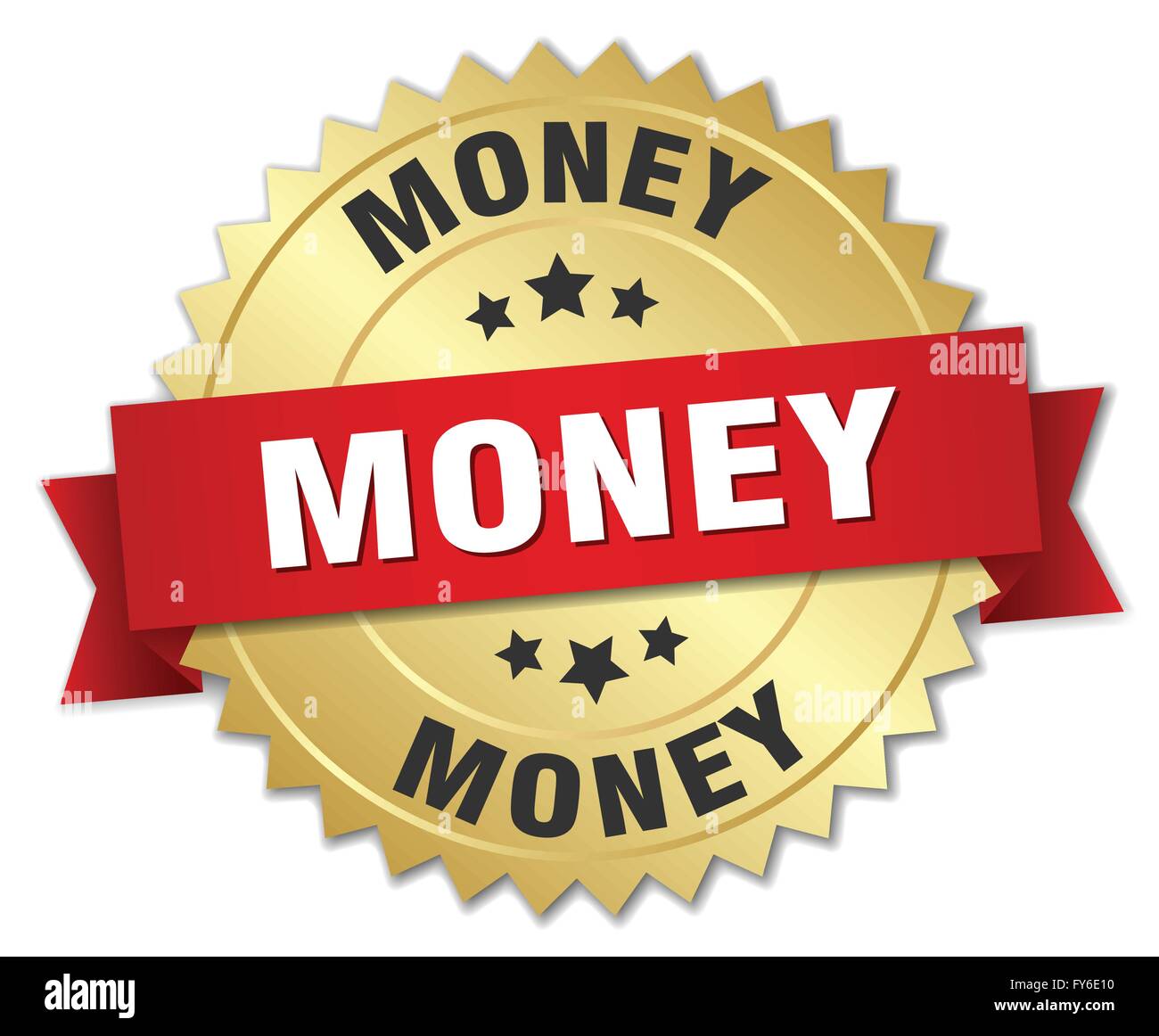 money 3d gold badge with red ribbon Stock Vector Image & Art - Alamy