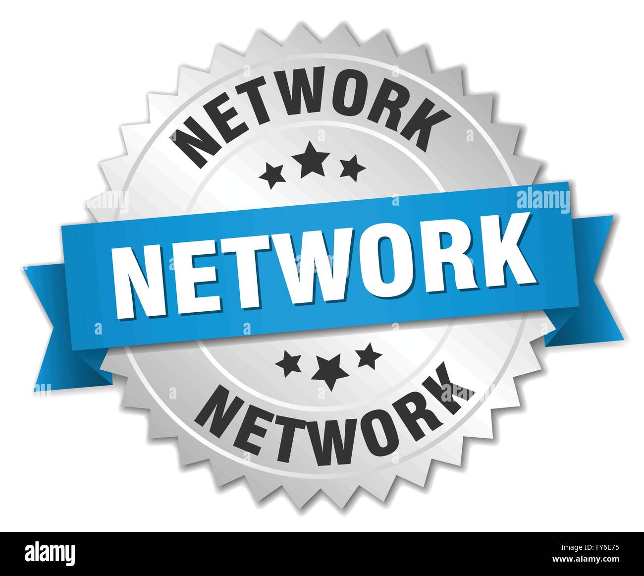 network 3d silver badge with blue ribbon Stock Vector Image & Art - Alamy