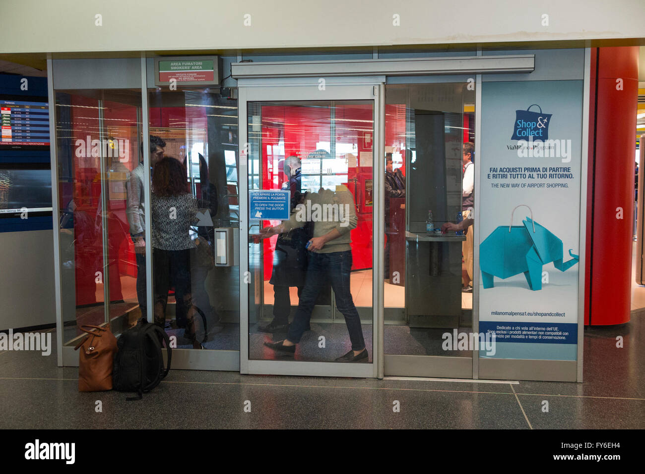 Passenger smoking zone booth for passengers that smoke / at Milan
