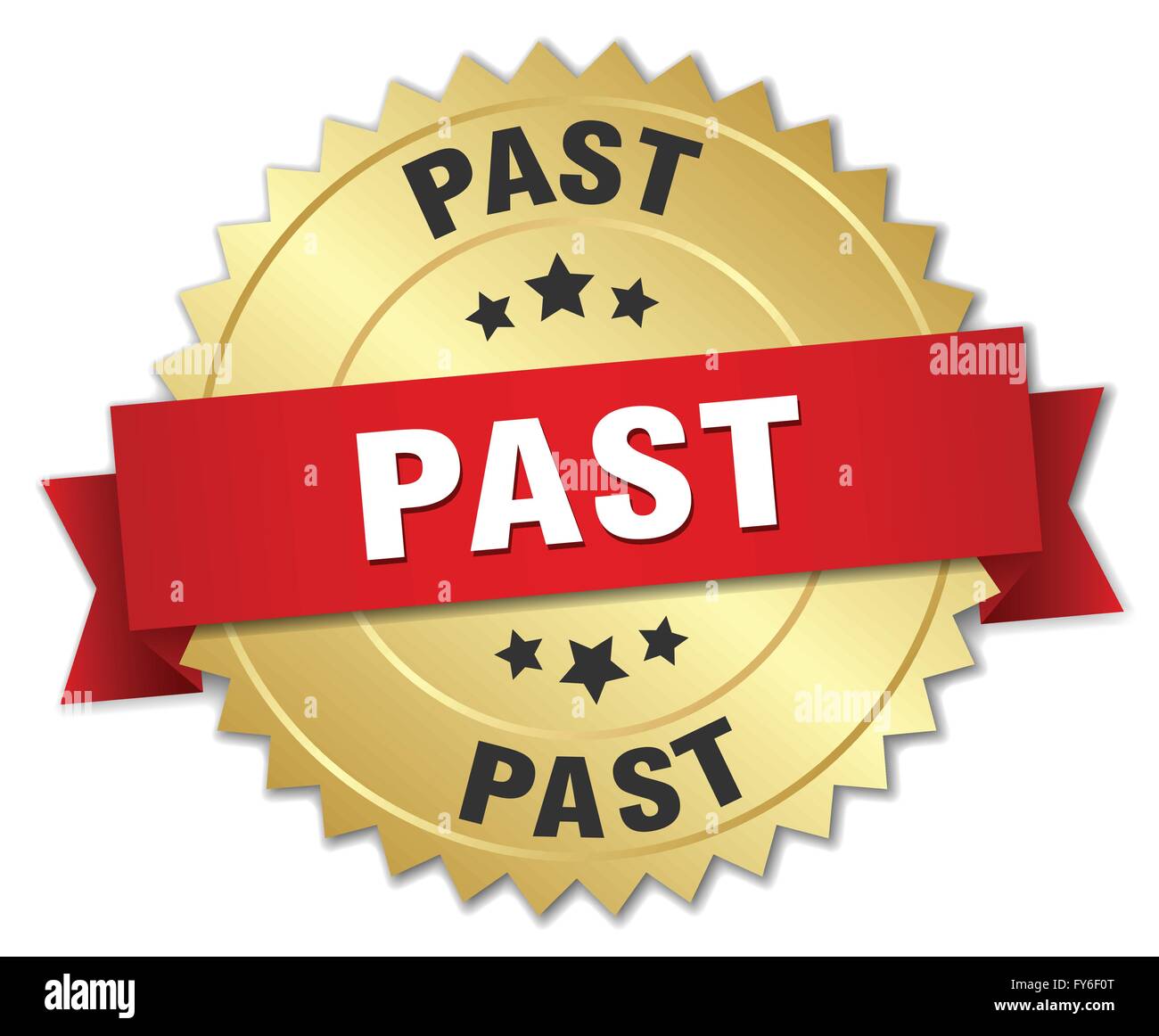 past 3d gold badge with red ribbon Stock Vector Image & Art - Alamy
