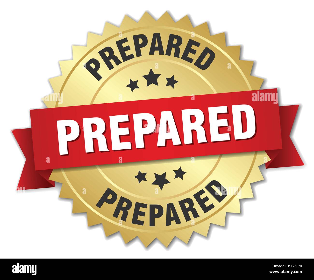 prepared 3d gold badge with red ribbon Stock Vector Image & Art - Alamy