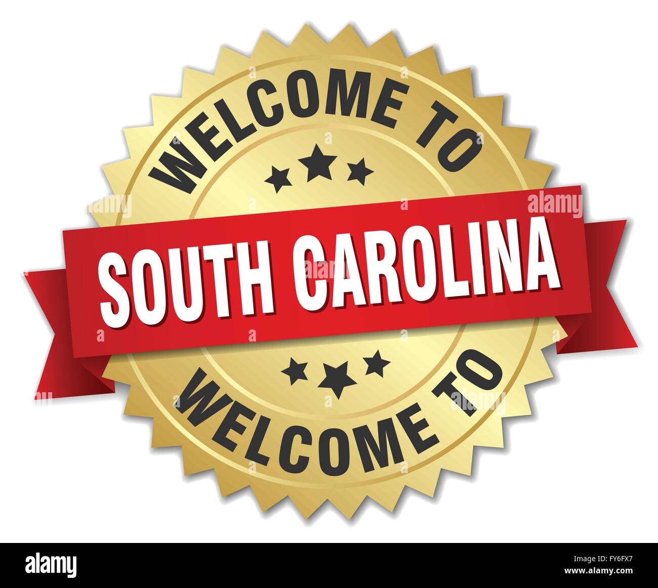 South Carolina 3d gold badge with red ribbon Stock Vector Image & Art ...