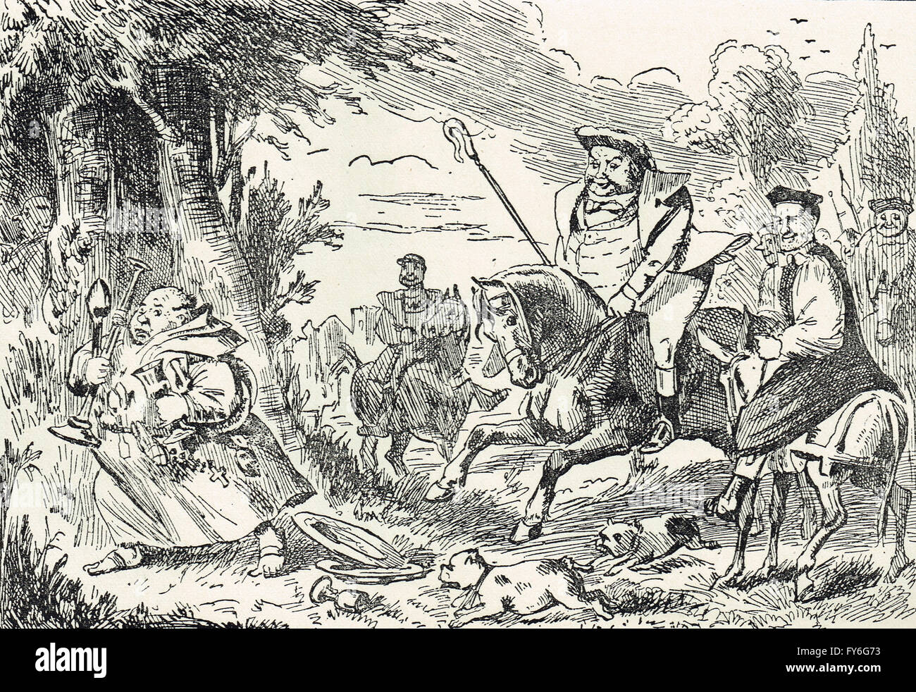 Henry the Eighth Monk Hunting by John Leech Stock Photo