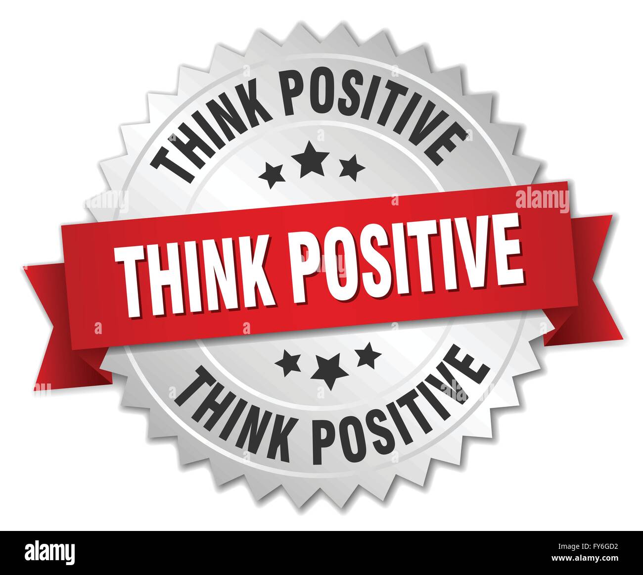 Think Silver Think think positive 3d silver badge with red ribbon Stock Vector Image & Art ...