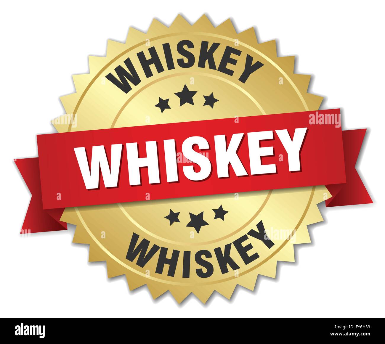 whiskey 3d gold badge with red ribbon Stock Vector Image & Art Alamy