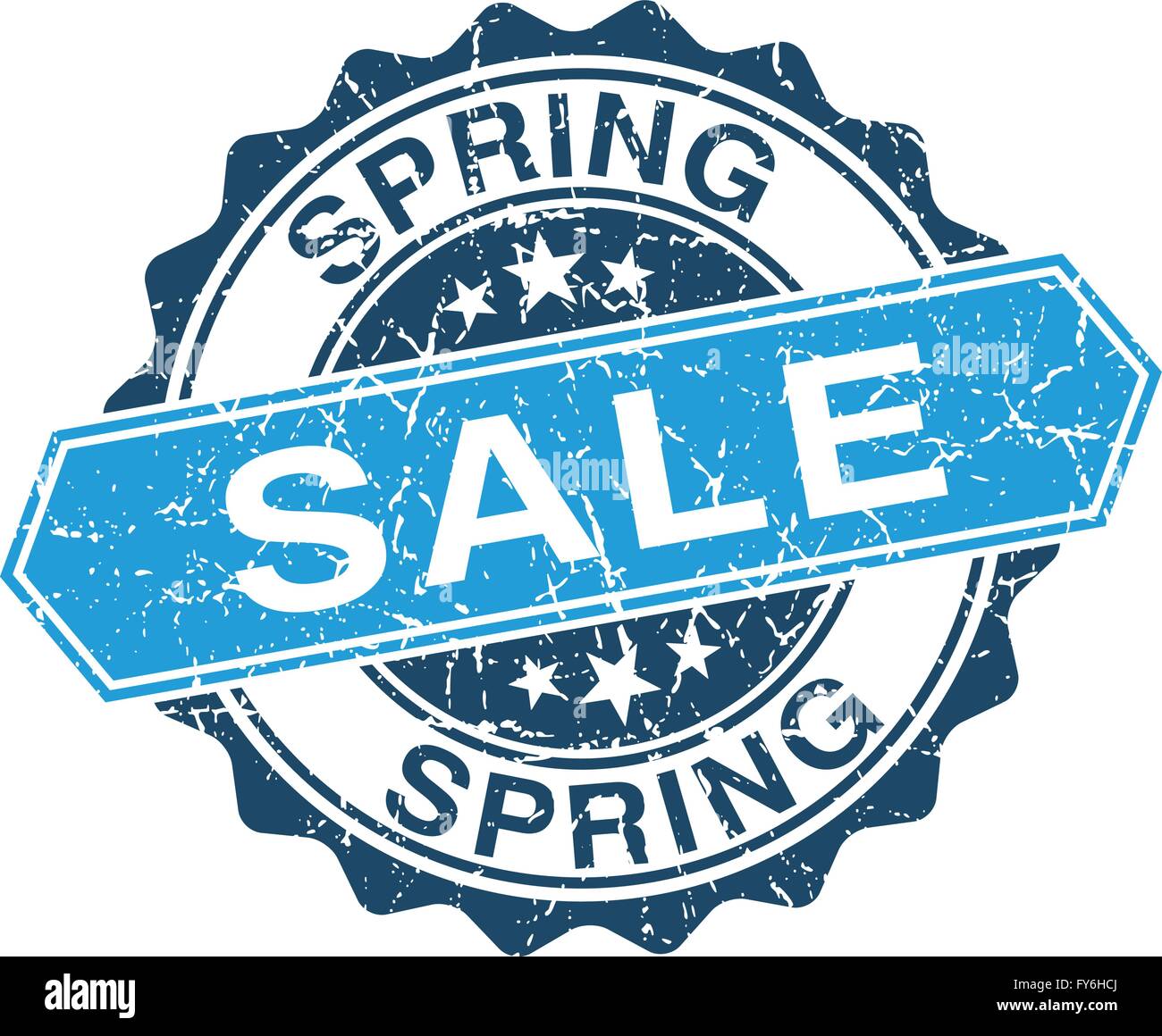 Spring sale grungy stamp isolated on white background Stock Vector