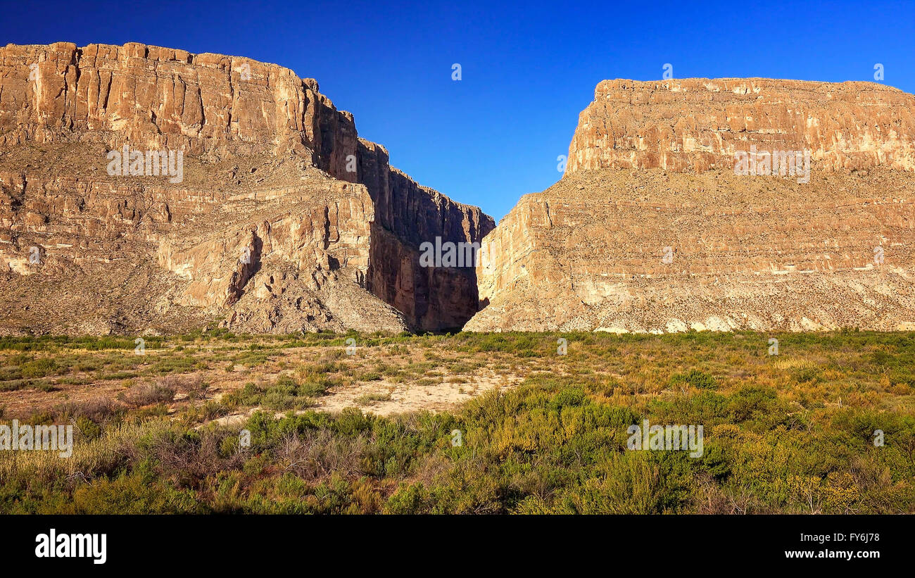 Cliffs of Santa Elena Canyon in Big Bend National Park, Texas Stock Photo