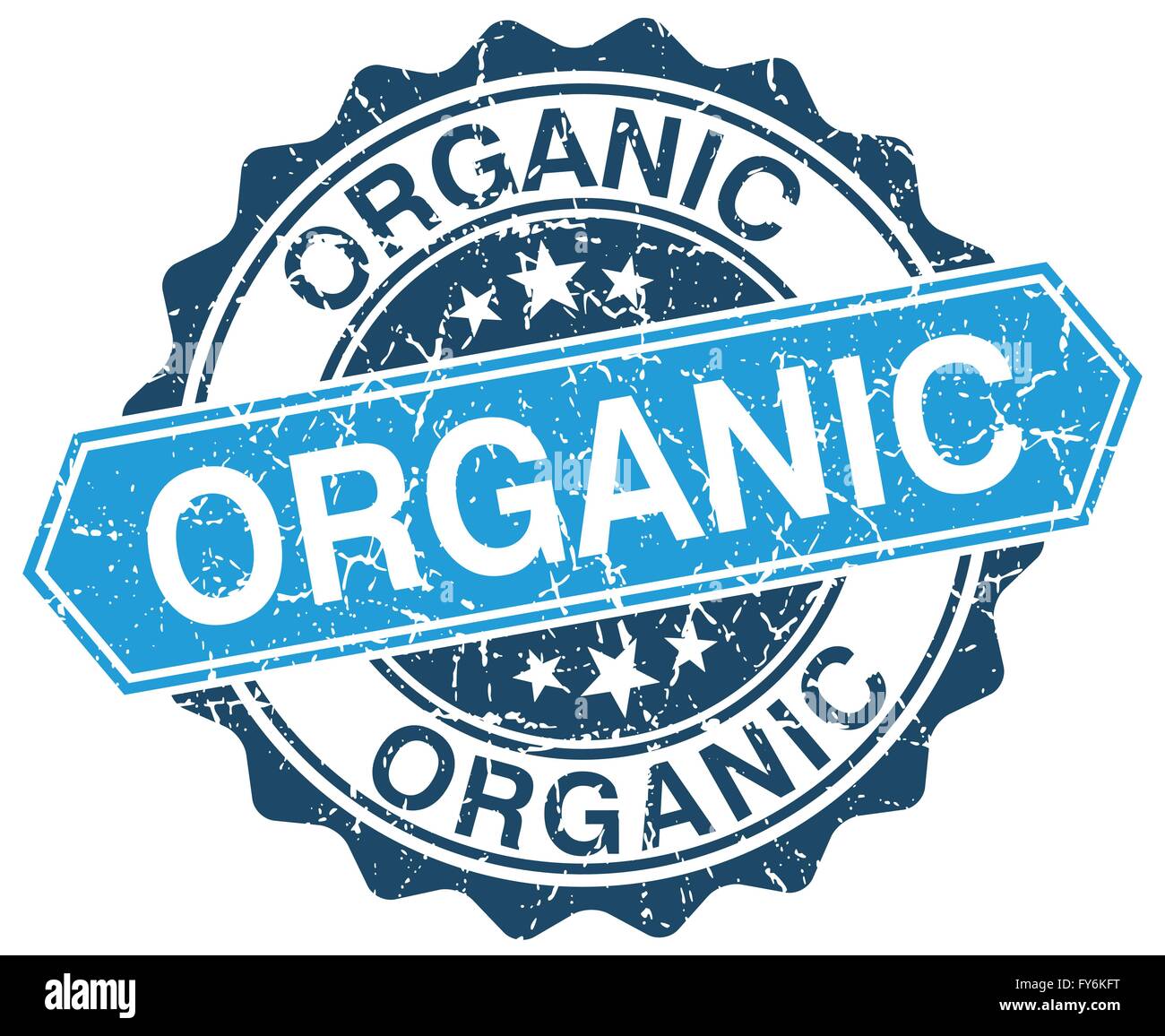 organic blue round grunge stamp on white Stock Vector Image & Art - Alamy